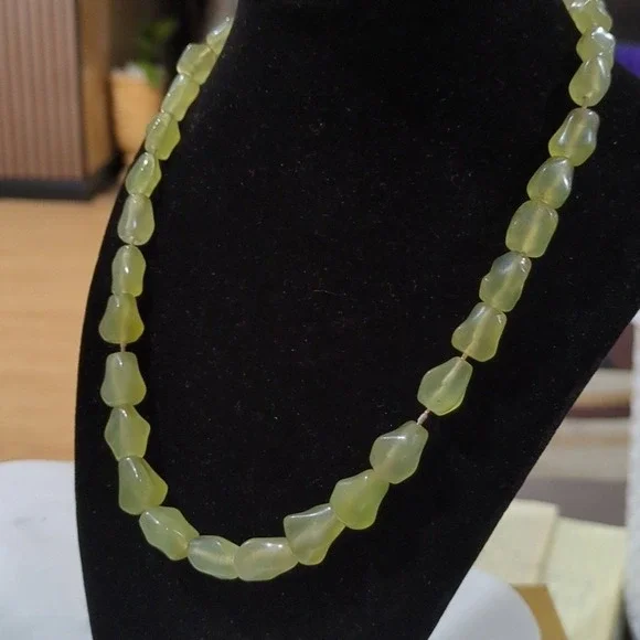Chalcedony Green Gemstone Necklace Sterling Silver